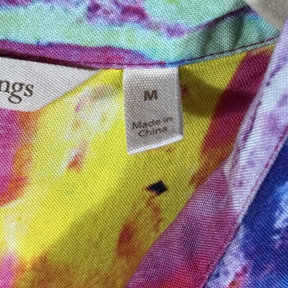 Soft Surroundings Multi Color Full Button Top Shirt Med Festival Boho Rainbow - Picture 10 of 14